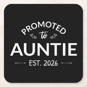 Promoted To Auntie Est. 2026 II Square Paper Coaster