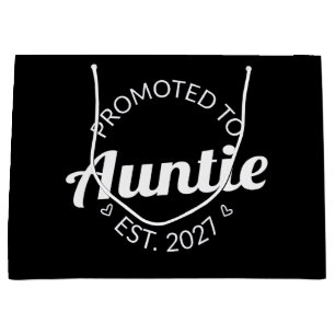 Promoted To Auntie Est 2027 New Aunt I Large Gift Bag