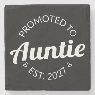 Promoted To Auntie Est 2027 New Aunt I Stone Coaster