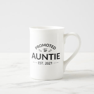Promoted To Auntie Est 2027 New Aunt II Bone China Mug