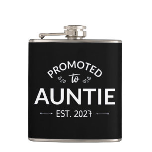 Promoted To Auntie Est 2027 New Aunt II Hip Flask