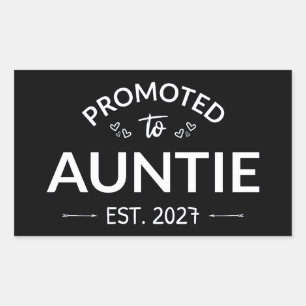 Promoted To Auntie Est 2027 New Aunt II Rectangular Sticker