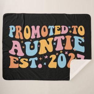Promoted To Auntie Est 2027 New Aunt Sherpa Blanket