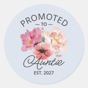Promoted To Auntie Est 2027 New Aunt VI Classic Round Sticker