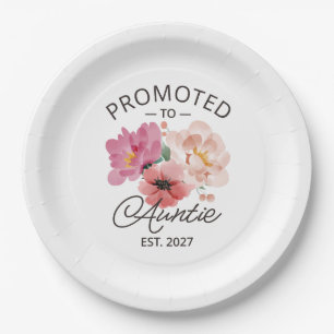 Promoted To Auntie Est 2027 New Aunt VI Paper Plate