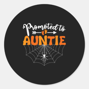 Promoted To Auntie Halloween Pregnancy Announcemen Classic Round Sticker