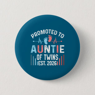 Promoted To Auntie Of Twins Est 2026 Twin Baby Sho 6 Cm Round Badge