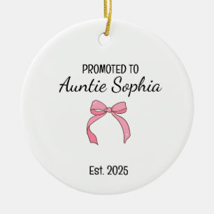 Promoted to Auntie – Personalised Family Role Gift Ceramic Ornament