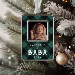 Promoted to Baba Baby Photo Grandpa Silver Plated Framed Ornament