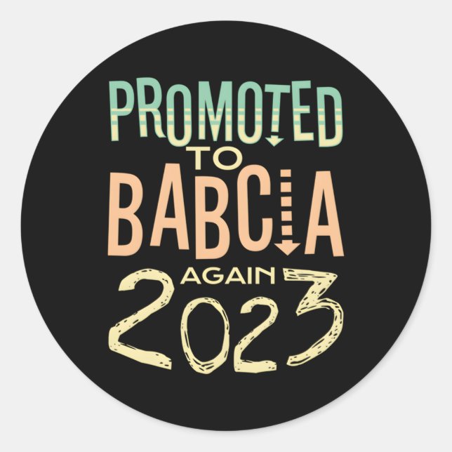 Promoted To Babcia Again 2023 Grandma 2Nd 3Rd Reve Classic Round Sticker (Front)