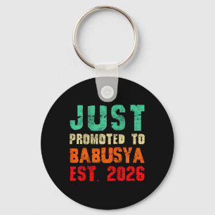 Promoted to Babusya Est 2026 Vintage Grandma 26 Key Ring