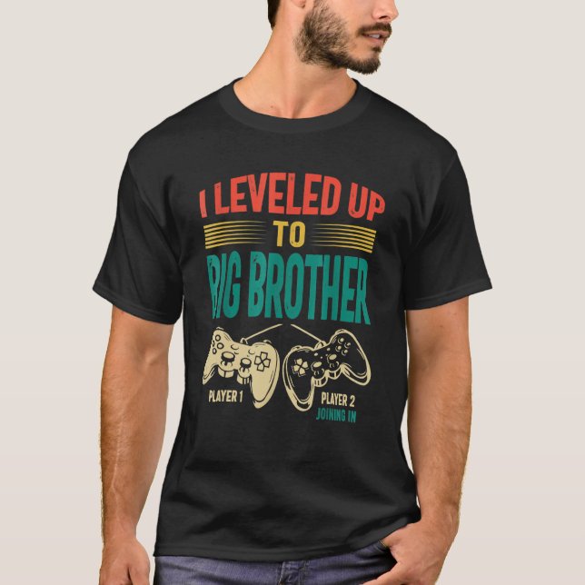 Promoted To Big Bro 2023 Levelled Up To Big Brothe T-Shirt (Front)