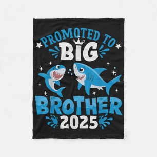 Promoted To Big Brother 2025 Shark Ocean Sibling B Fleece Blanket