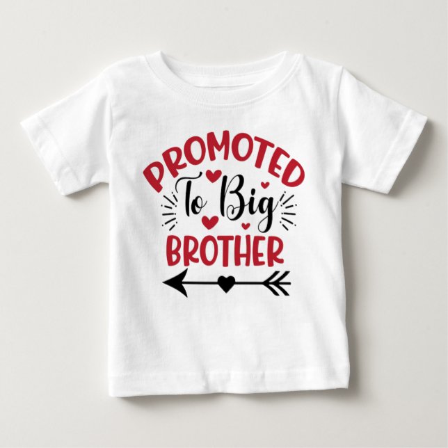 Promoted to Big Brother 2026 Dinosaur T-Rex Boys  Baby T-Shirt (Front)
