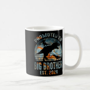 Promoted to big brother 2026 dinosaur t-rex boys coffee mug