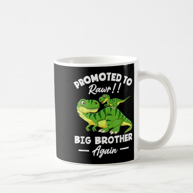 Promoted To Big Brother Again Dinosaur Lover Gift  Coffee Mug (Right)