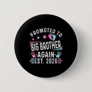 Promoted To Big Brother Again Est. 2026 Vintage Bi 6 Cm Round Badge
