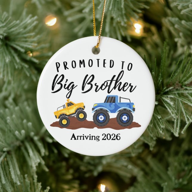 Promoted to Big Brother Dump Truck  Ceramic Ornament (Tree)