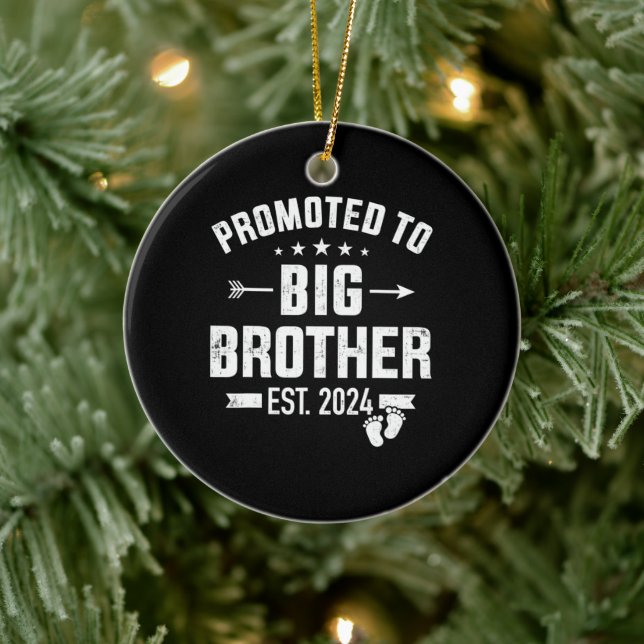 Promoted to big brother est. 2024 ceramic ornament (Tree)