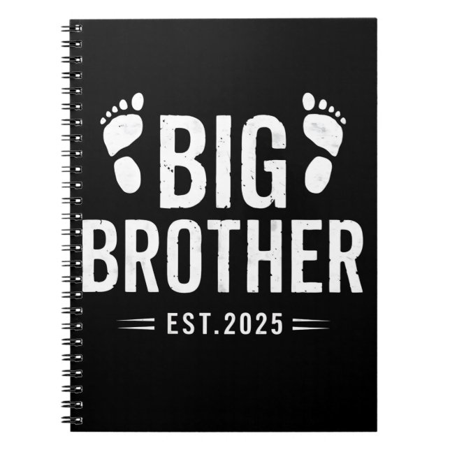 Promoted to Big Brother Est. 2025 Baby Announce Notebook (Front)