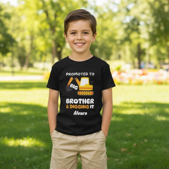 Promoted To Big Brother Excavator Birthday Custom T-Shirt (Creator Uploaded)