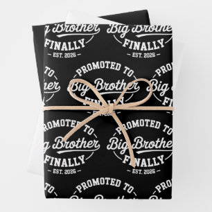 Promoted To Big Brother Finally 2026 Baby Announce Wrapping Paper Sheet