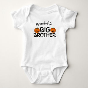 Promoted to Big Brother Halloween Pumpkin  Baby Bodysuit