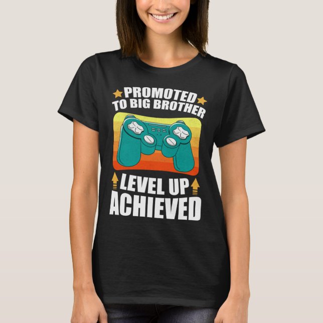 Promoted To Big Brother Level Up Achieved Gamer Bi T-Shirt (Front)