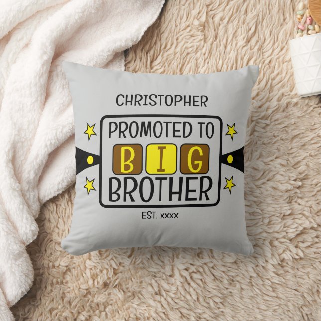 Promoted to big brother name est year brown yellow cushion (Blanket)