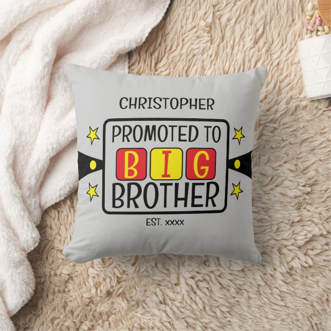 Promoted to big brother name est year red yellow cushion (Blanket)