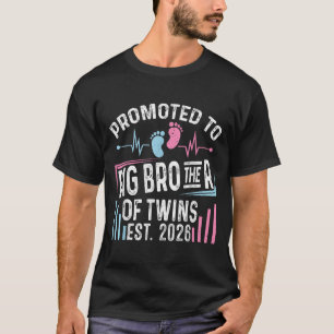 Promoted To Big Brother Of Twins Est 2026 Baby Sho T-Shirt