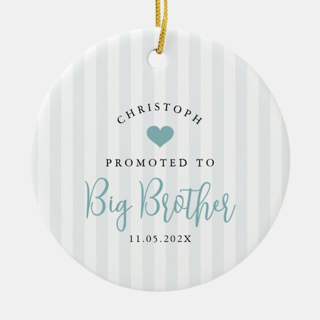Promoted to Big Brother Photo Year Heart Keepsake  Ceramic Ornament (Front)