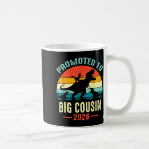 Promoted to big cousin 2026 dinosaur t-rex boys coffee mug