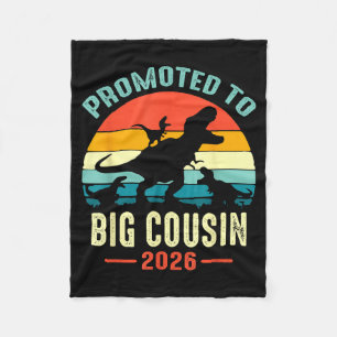 Promoted to big cousin 2026 dinosaur t-rex boys fleece blanket