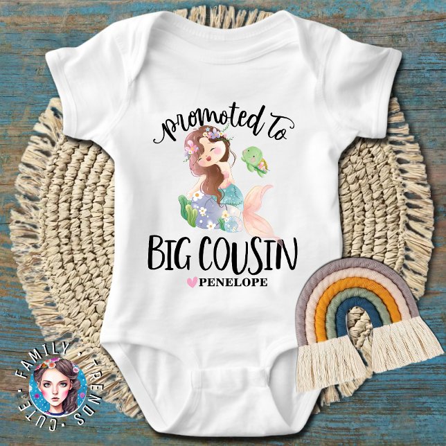 Promoted to Big Cousin Cute Mermaid  Baby Bodysuit (Creator Uploaded)