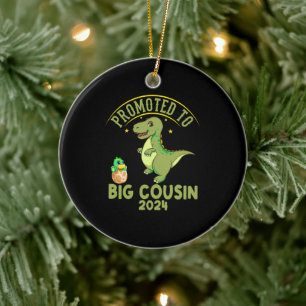 Promoted To Big Cousin Est 2024 , Funny Cousins Ceramic Ornament