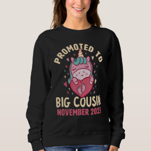 Promoted to Big Cousin November 2023 Unicorn Heart Sweatshirt