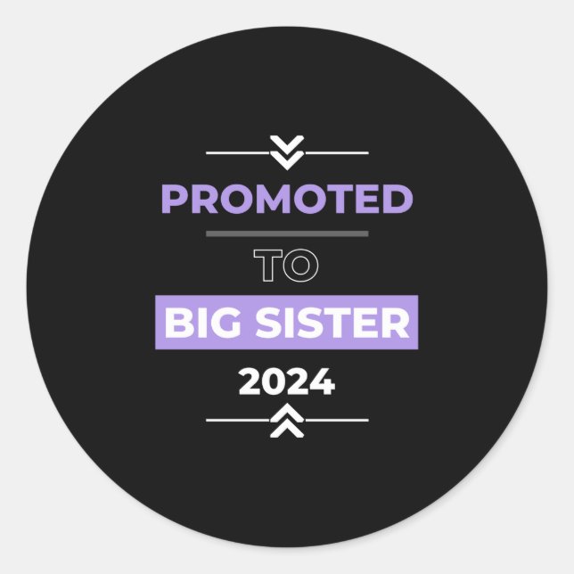 Promoted to Big Sister 2024 Classic Round Sticker (Front)