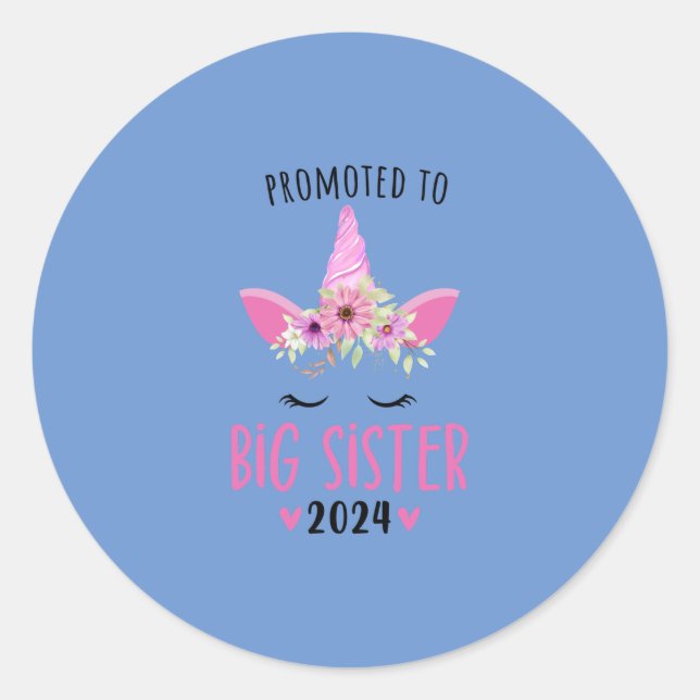 Promoted To Big Sister 2024 Shirt Classic Round Sticker (Front)