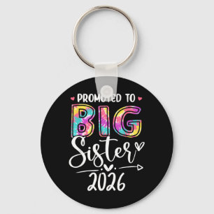 Promoted to Big Sister 2026 Tie Dye Girl Kids New Key Ring