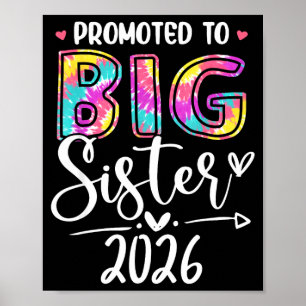 Promoted to Big Sister 2026 Tie Dye Girl Kids New Poster