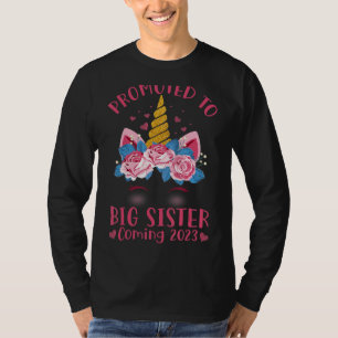 Promoted To Big Sister Coming 2023 Face Unicorn Ba T-Shirt