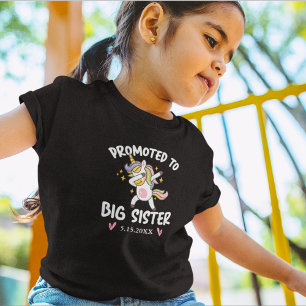 Promoted to Big Sister Dancing Unicorn with Date Toddler T-Shirt