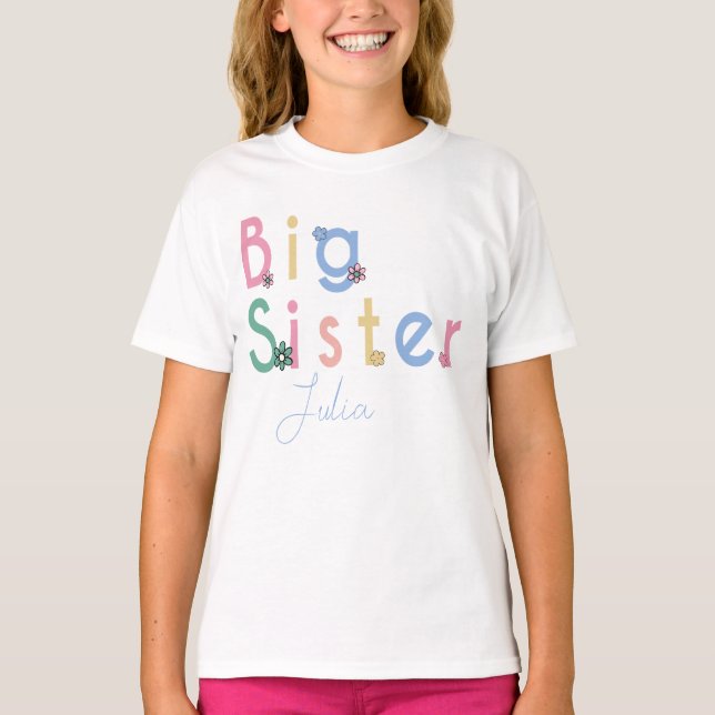 Promoted to Big Sister, Heart Design White,  T-Shirt (Front)