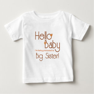 Promoted to Big Sister Hello Baby Retro Baby T-Shirt