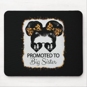 Promoted To Big Sister Leopard Girl Baby Announcem Mouse Pad