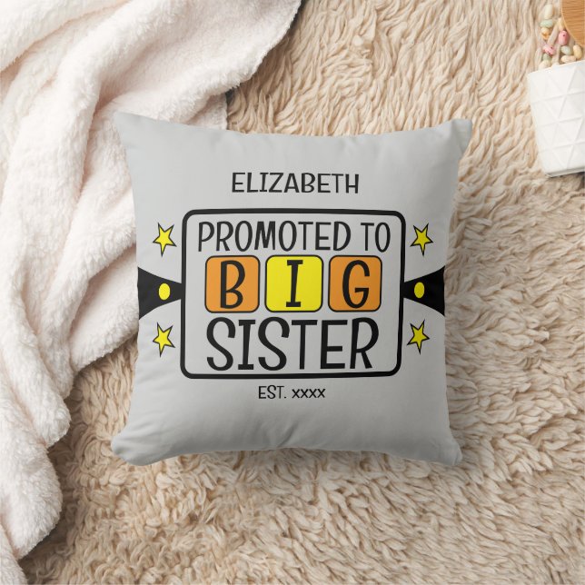 Promoted to big sister name est year orange yellow cushion (Blanket)
