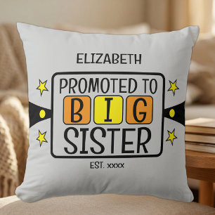 Promoted to big sister name est year orange yellow cushion