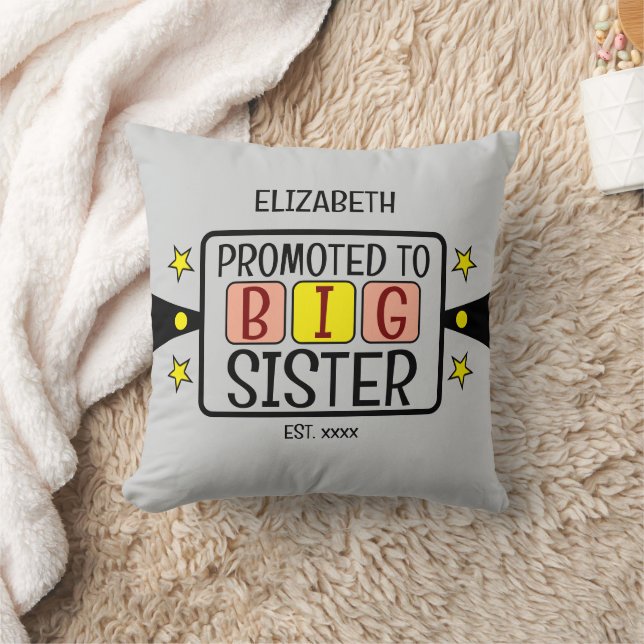 Promoted to big sister name est year peach yellow cushion (Blanket)