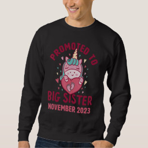 Promoted to Big Sister November 2023 Unicorn Heart Sweatshirt